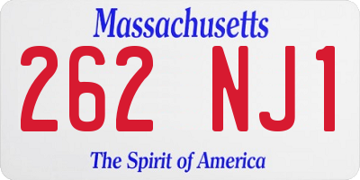 MA license plate 262NJ1