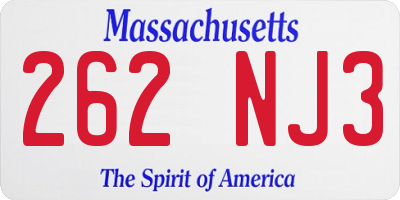 MA license plate 262NJ3