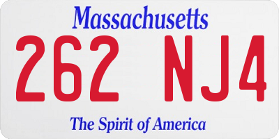 MA license plate 262NJ4