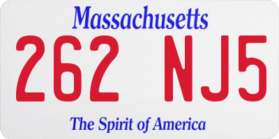 MA license plate 262NJ5