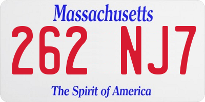 MA license plate 262NJ7