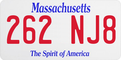MA license plate 262NJ8