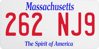 MA license plate 262NJ9