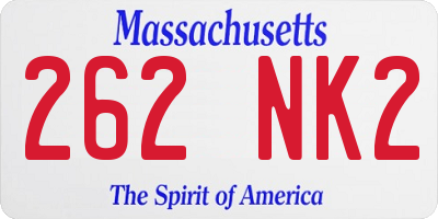 MA license plate 262NK2