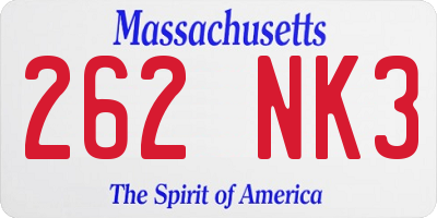 MA license plate 262NK3