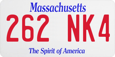 MA license plate 262NK4