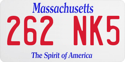 MA license plate 262NK5