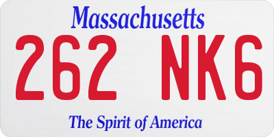 MA license plate 262NK6