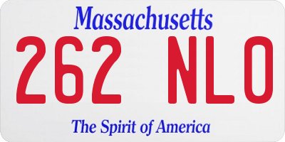 MA license plate 262NL0