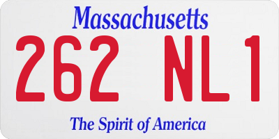 MA license plate 262NL1