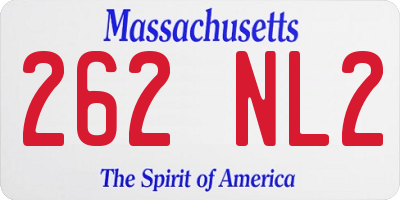 MA license plate 262NL2