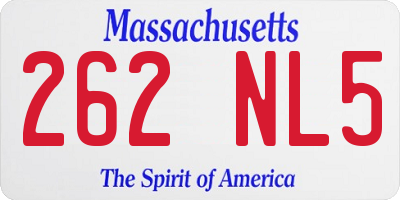 MA license plate 262NL5
