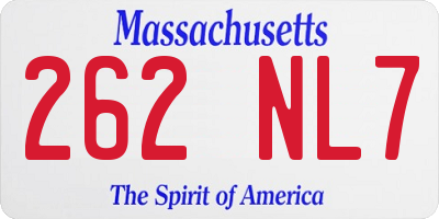 MA license plate 262NL7