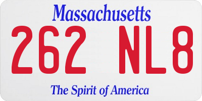 MA license plate 262NL8