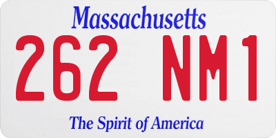 MA license plate 262NM1