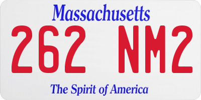 MA license plate 262NM2