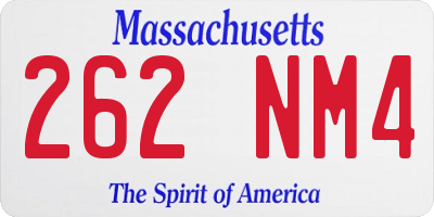MA license plate 262NM4