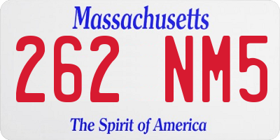 MA license plate 262NM5