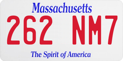 MA license plate 262NM7