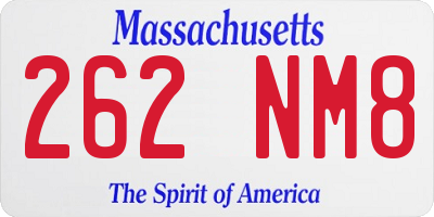 MA license plate 262NM8