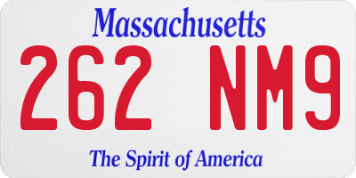 MA license plate 262NM9