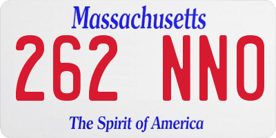 MA license plate 262NN0