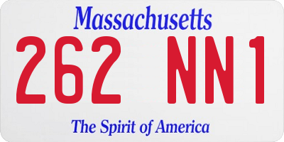 MA license plate 262NN1