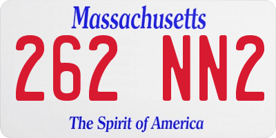MA license plate 262NN2