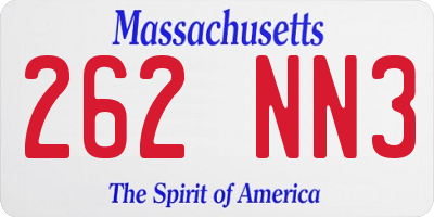 MA license plate 262NN3