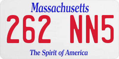 MA license plate 262NN5