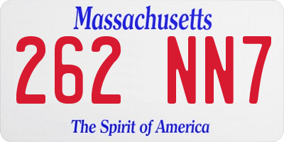 MA license plate 262NN7