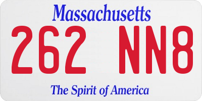 MA license plate 262NN8