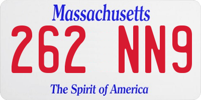 MA license plate 262NN9