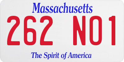 MA license plate 262NO1