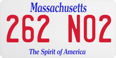MA license plate 262NO2