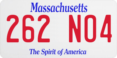 MA license plate 262NO4