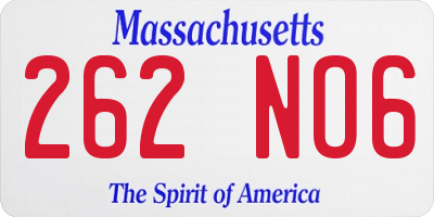 MA license plate 262NO6