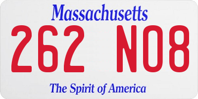 MA license plate 262NO8