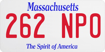 MA license plate 262NP0