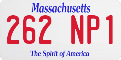 MA license plate 262NP1