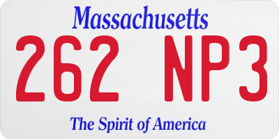 MA license plate 262NP3