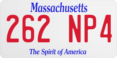 MA license plate 262NP4