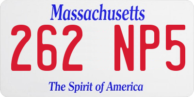 MA license plate 262NP5