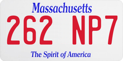 MA license plate 262NP7