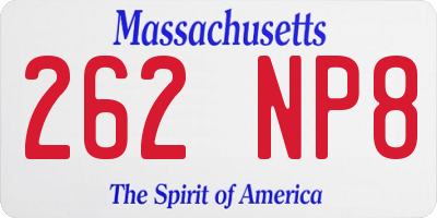 MA license plate 262NP8
