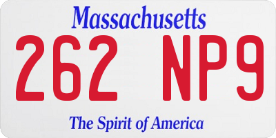 MA license plate 262NP9