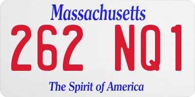 MA license plate 262NQ1