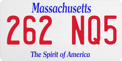 MA license plate 262NQ5