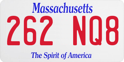 MA license plate 262NQ8