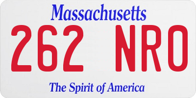 MA license plate 262NR0